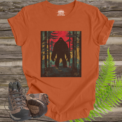Vintage Bigfoot Forest Poster Tee – Retro Cryptid T-Shirt