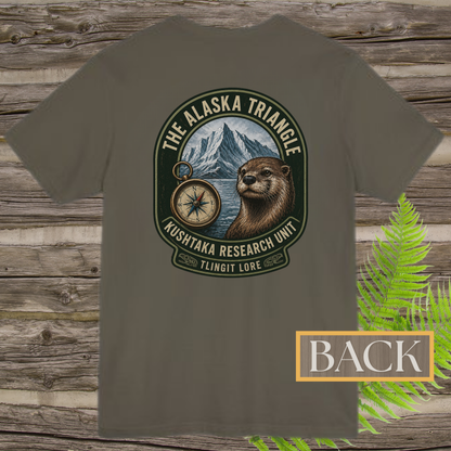 Alaska Triangle Kushtaka Research Unit T-Shirt | Tlingit Lore Cryptid Back Print Tee