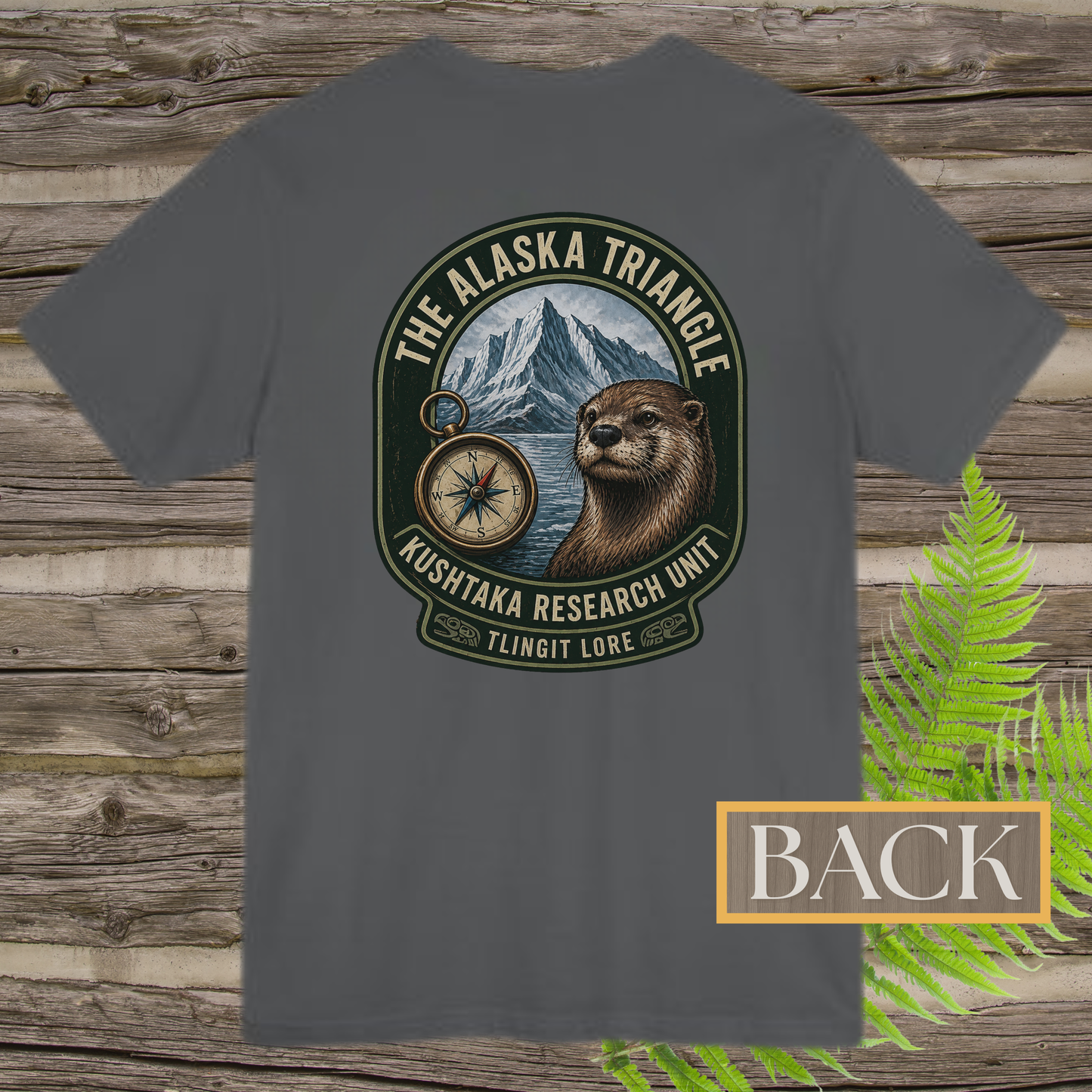 Alaska Triangle Kushtaka Research Unit T-Shirt | Tlingit Lore Cryptid Back Print Tee