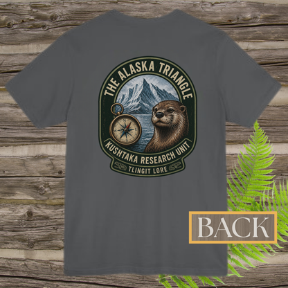 Alaska Triangle Kushtaka Research Unit T-Shirt | Tlingit Lore Cryptid Back Print Tee