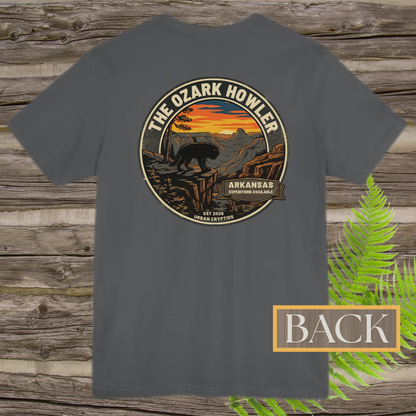 Ozark Howler Arkansas Expeditions T-Shirt | Ozark Mountains Cryptid Back Print Tee