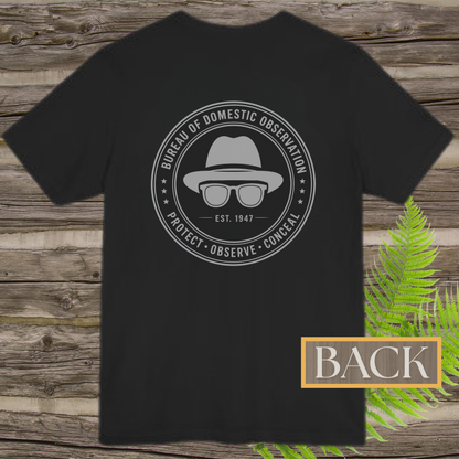Bureau of Domestic Observation Front & Back Tee | Men in Black Inspired Paranormal Shirt