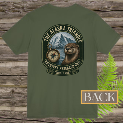 Alaska Triangle Kushtaka Research Unit T-Shirt | Tlingit Lore Cryptid Back Print Tee