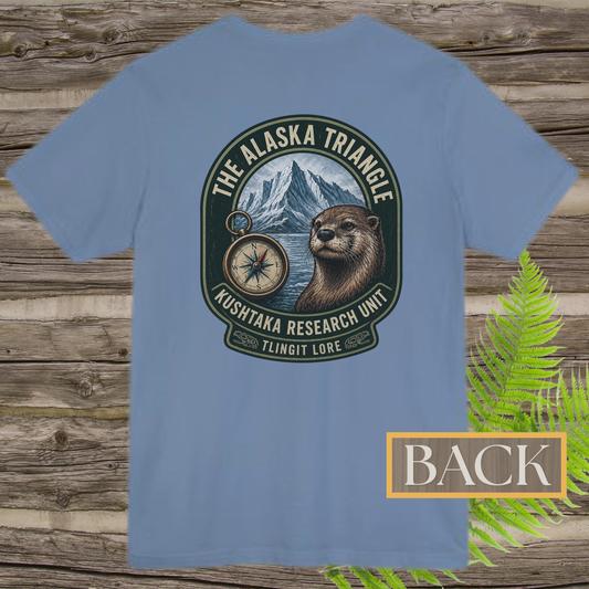 Alaska Triangle Kushtaka Research Unit T-Shirt | Tlingit Lore Cryptid Back Print Tee