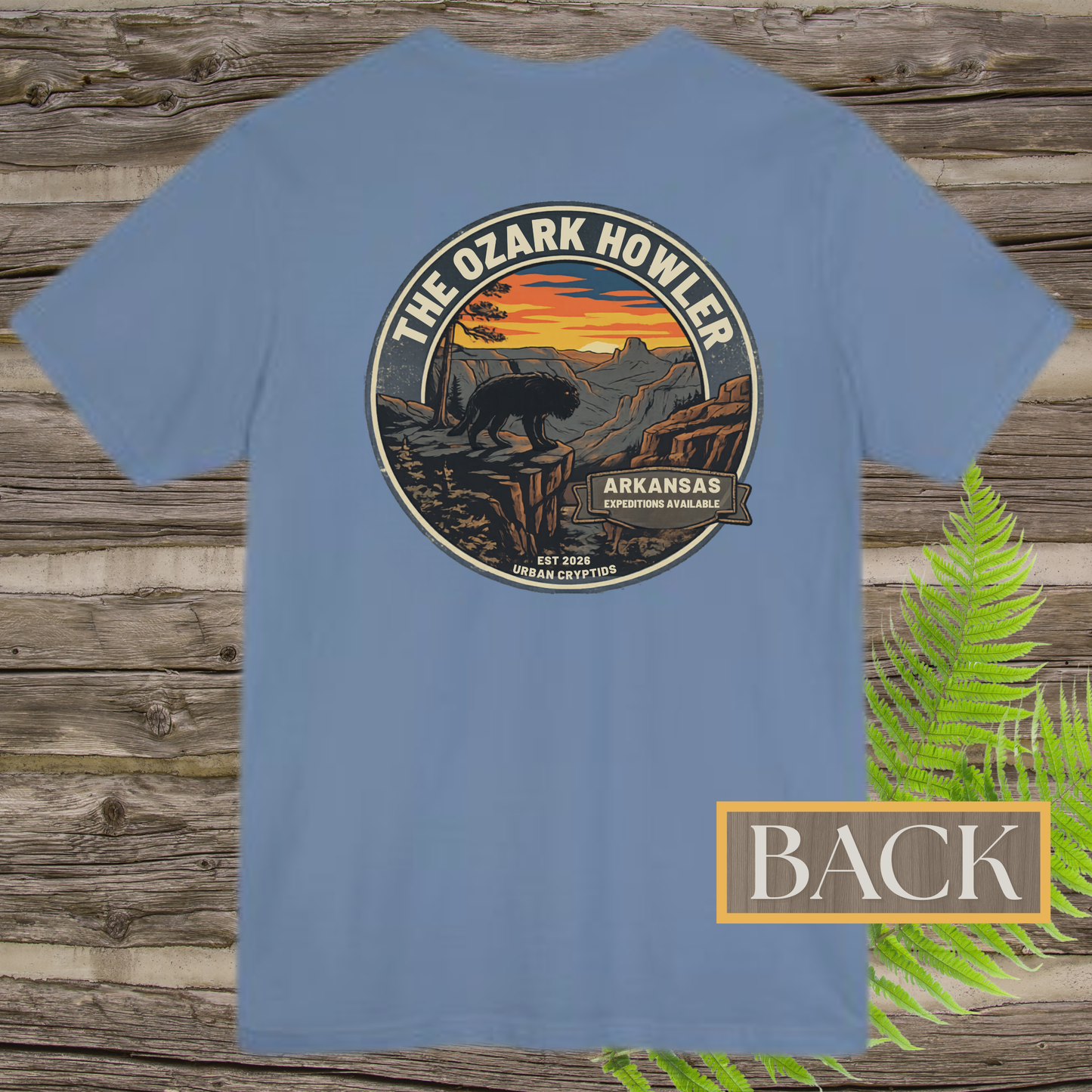 Ozark Howler Arkansas Expeditions T-Shirt | Ozark Mountains Cryptid Back Print Tee