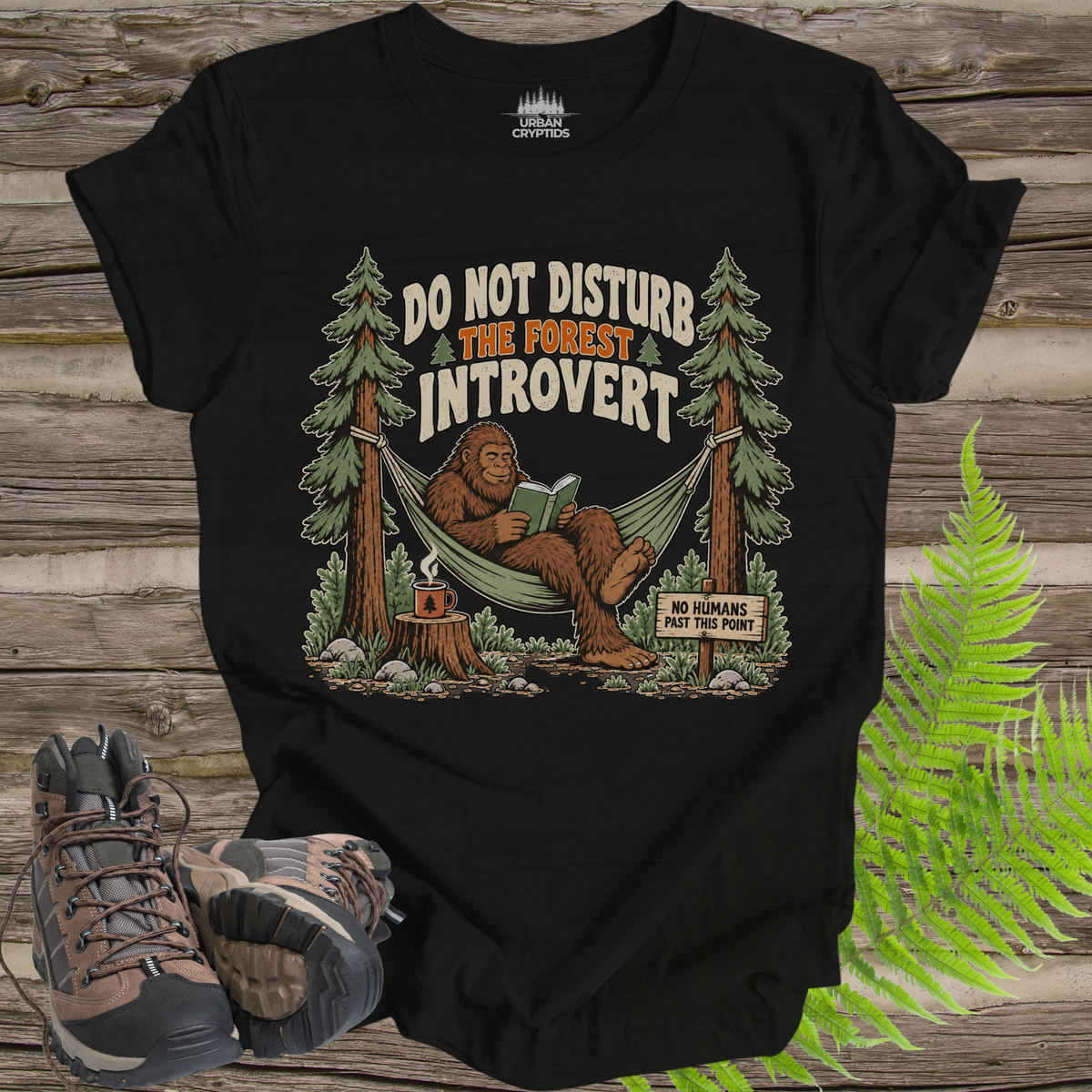 Do Not Disturb the Forest Introvert T-Shirt – Funny Bigfoot Reading Graphic Tee