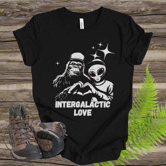 T-Shirt Intergalactic Sasquatch Alien Love Heart Hands Tee