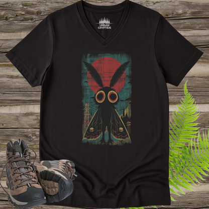 Mothman Vintage Poster V-Neck | Cryptid Graphic Tee – Urban Cryptids