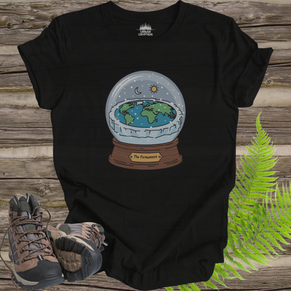 The Firmament Flat Earth Snow Globe Shirt – Genesis-Inspired Satire Graphic Tee