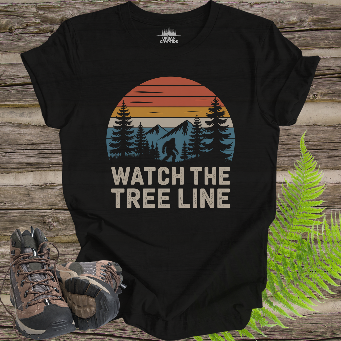 Watch the Tree Line Shirt – Bigfoot Cryptid Tee | Sasquatch Hiking Shirt
