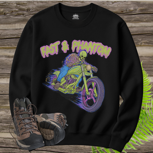 Fast & Phantom Ghost Rider Sweatshirt – Paranormal Cryptid Biker Crewneck