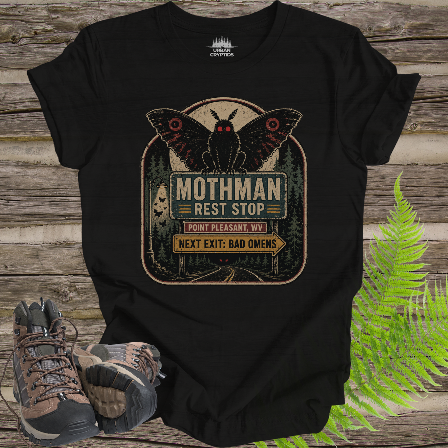 Mothman Rest Stop T-Shirt – Vintage Point Pleasant Cryptid Tee