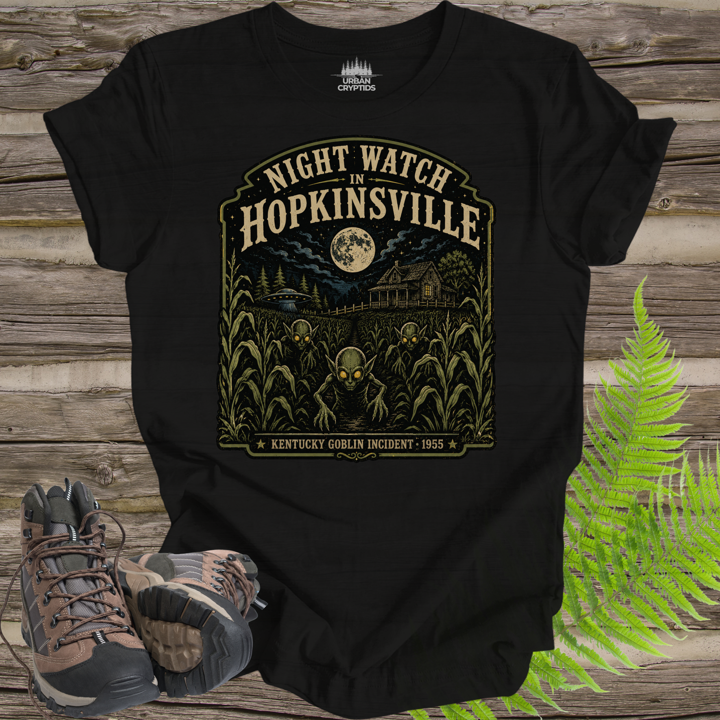 Night Watch in Hopkinsville | Kentucky Goblin Incident 1955 Vintage Horror T-Shirt