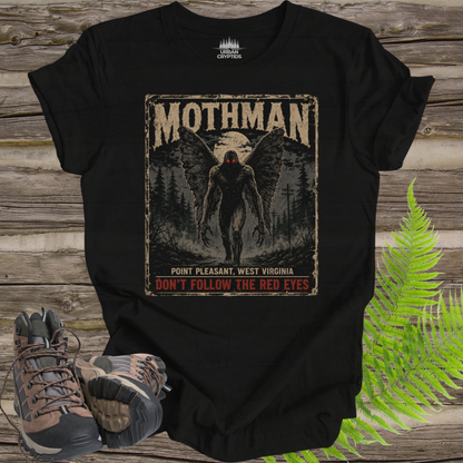Don’t Follow the Red Eyes Mothman T-Shirt – Scary Point Pleasant Cryptid Tee