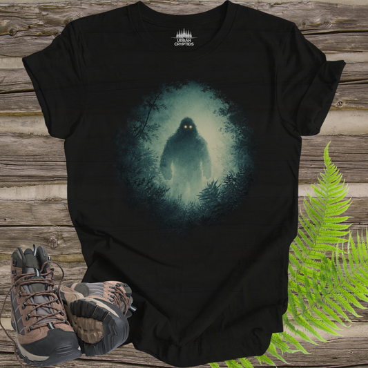 Glowing Eyes Bigfoot Shirt – Mysterious Sasquatch Forest Tee, Cryptid Aesthetic Shirt, Eerie Woods Graphic Tee