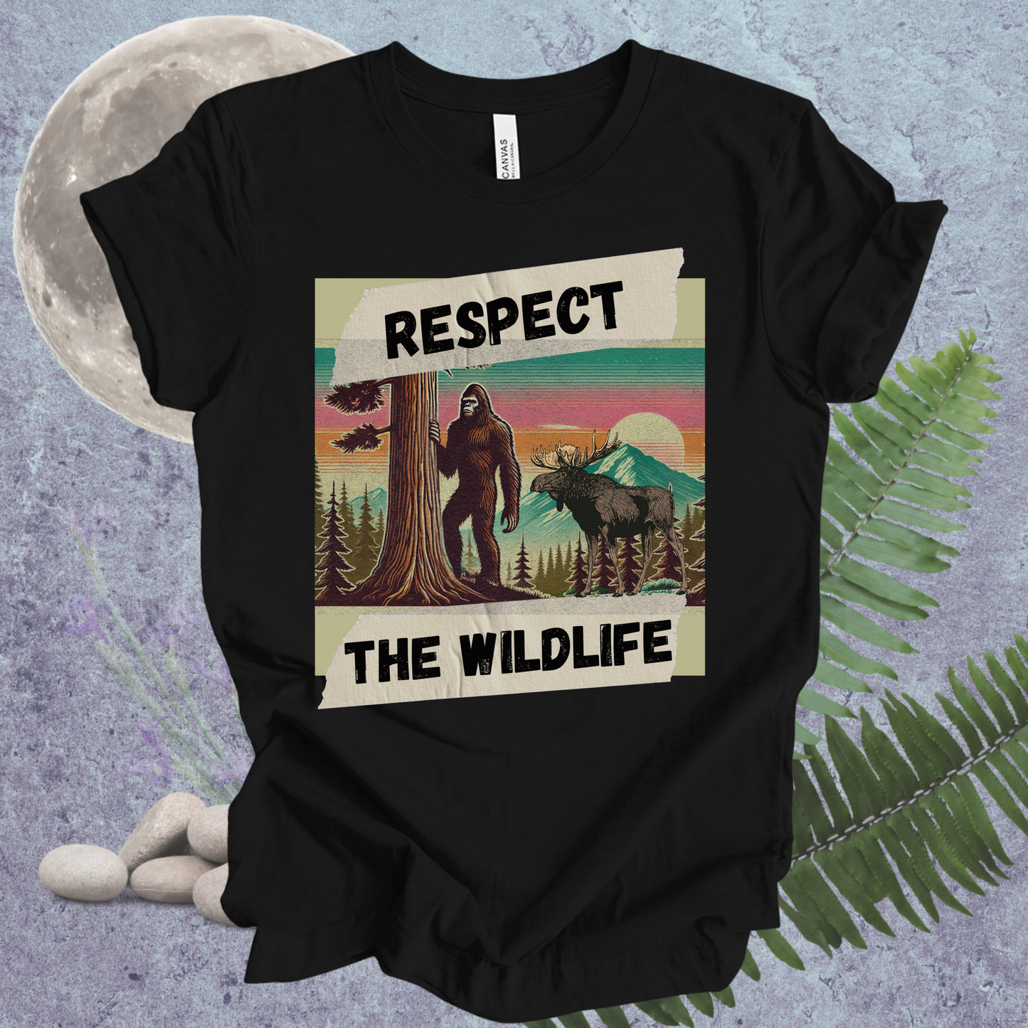 Wildlife Respect Tee - Unisex T-Shirt with Bigfoot and Moose