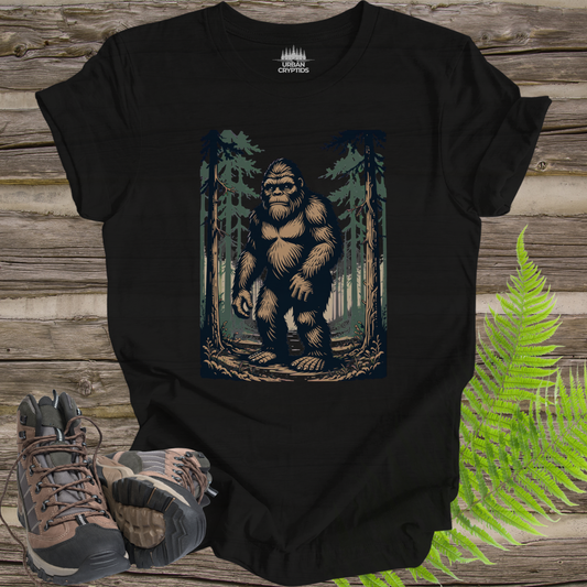 Bigfoot Forest Shirt – Classic Sasquatch Walking Tee, Vintage Cryptid Shirt, Outdoors Hiking Graphic Tee