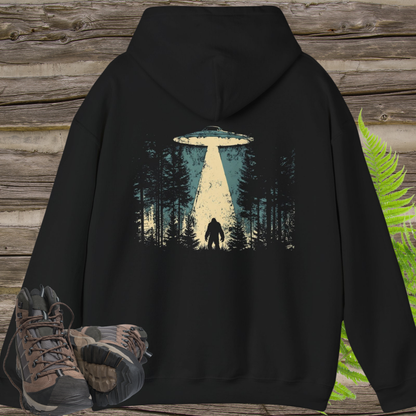 UFO Bigfoot Abduction Hoodie – Sasquatch Encounter Back Print Pullover