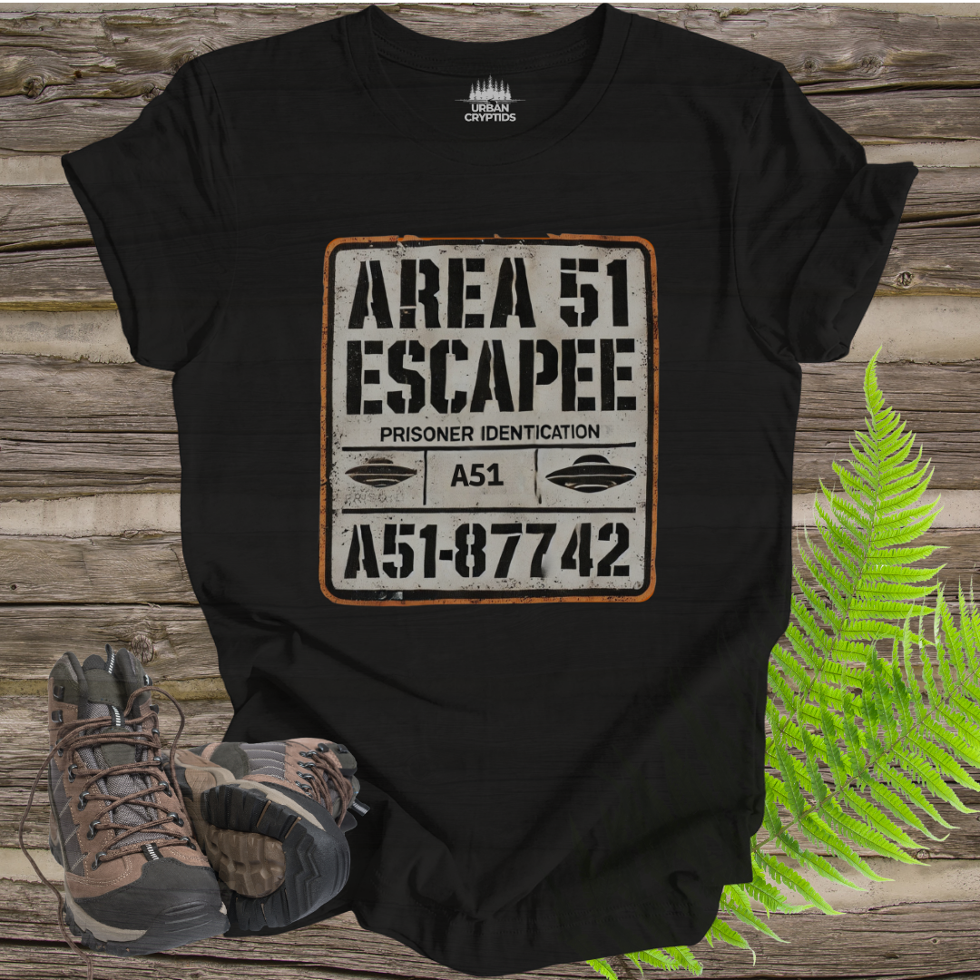 AREA 51 ESCAPEE Shirt | Vintage Prisoner Identification Tee | Funny Alien UFO T-Shirt