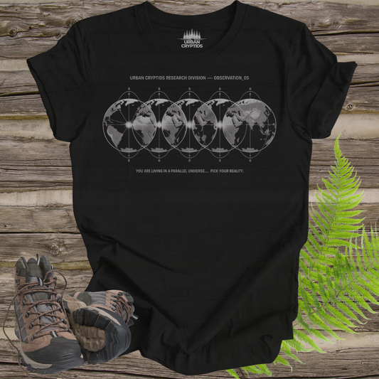 Parallel Earths – Observation_05 | Urban Cryptids Research Division Tee