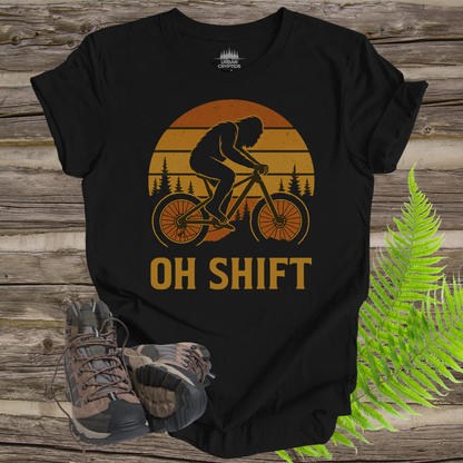 Oh Shift – Funny Bigfoot Mountain Bike T-Shirt (Retro Cycling Design)