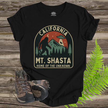 Mt. Shasta Bigfoot & UFO T-Shirt – Home of the Unknown (California Design)