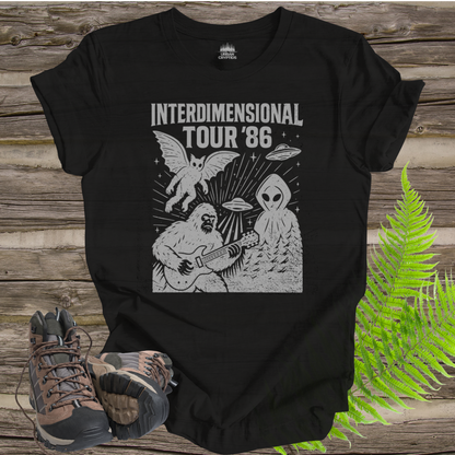 Cryptid Tour Unisex Tee - Interdimensional Tour '86 UFO Bigfoot Flatwoods Monster Mothman