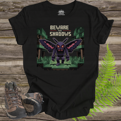Beware the Shadows – Pixel Mothman T-Shirt