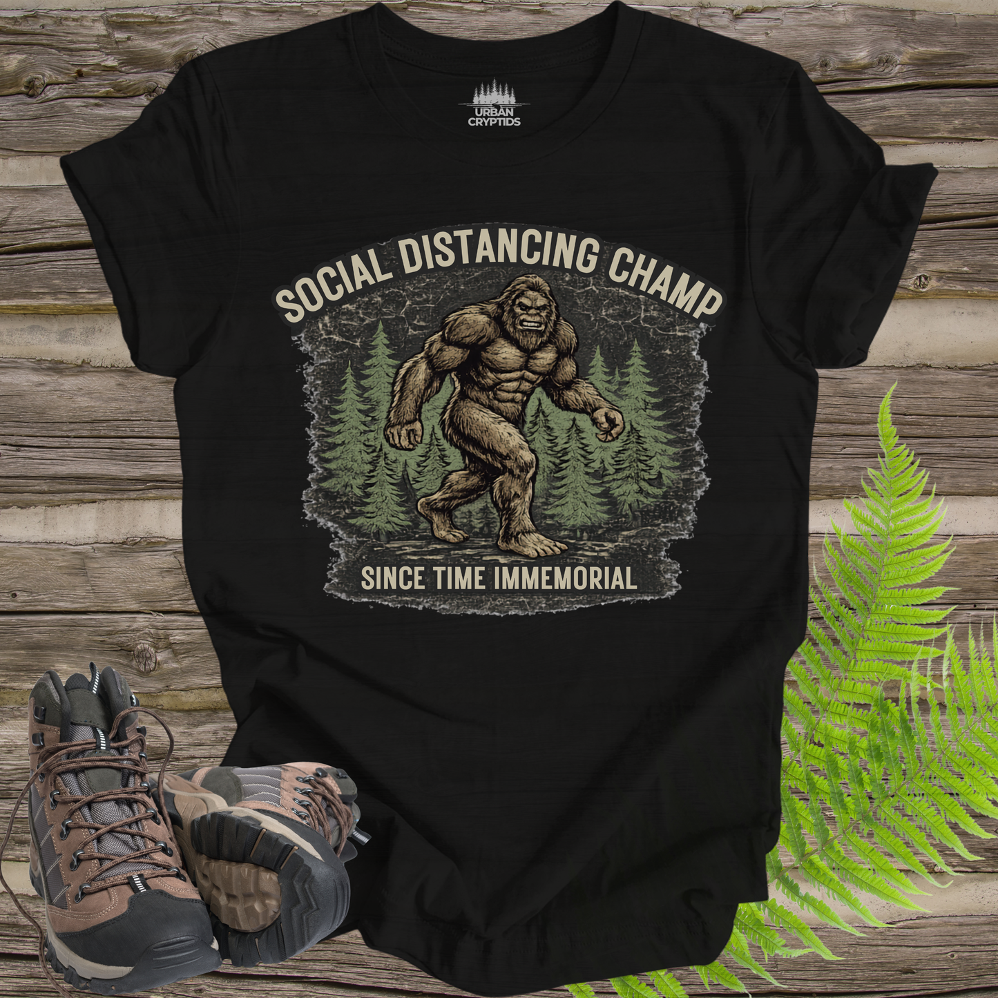 Social Distancing Champ | Funny Bigfoot Vintage T-Shirt