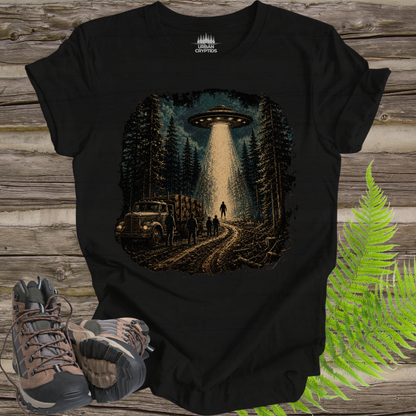 UFO Encounter T-Shirt – Alien Abduction Forest Graphic Tee