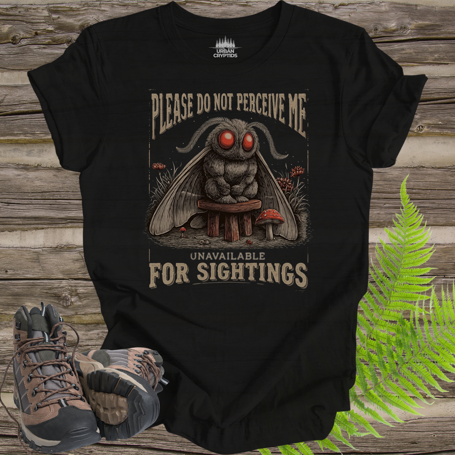 Please Do Not Perceive Me – Mothman “Unavailable for Sightings” Funny Cryptid T-Shirt