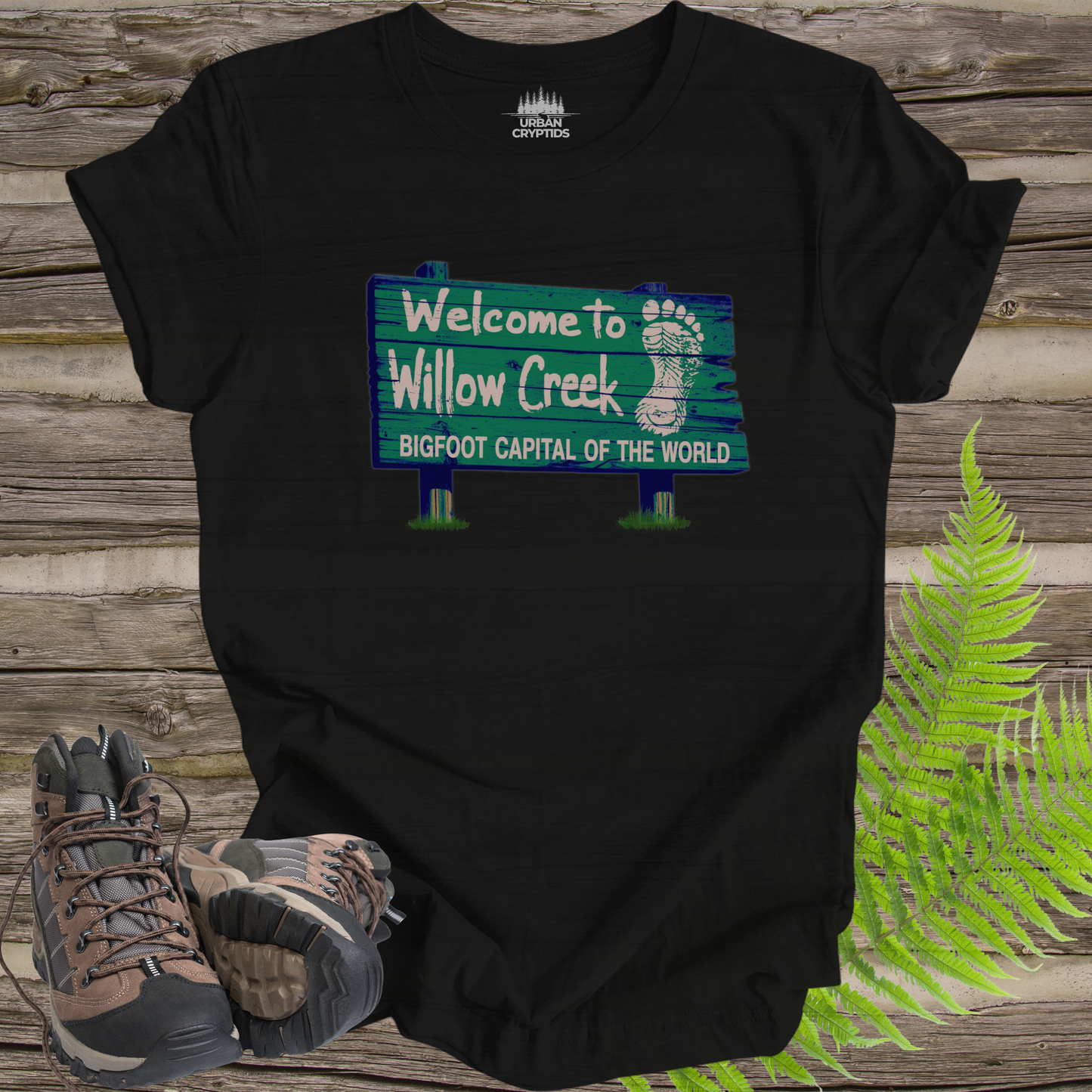 Welcome to Willow Creek T-Shirt – Bigfoot Capital of the World Sign Tee