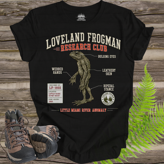 Loveland Frogman Research Club T-Shirt – Ohio Cryptid Field Guide Tee