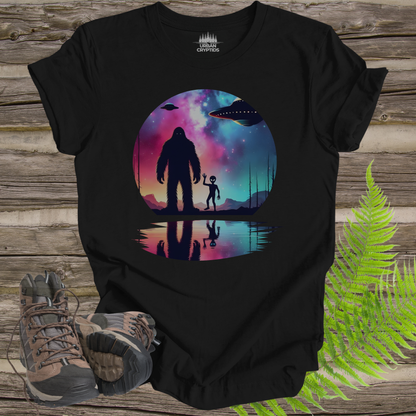 Bigfoot UFO Shirt – Alien First Contact Galaxy Graphic Tee