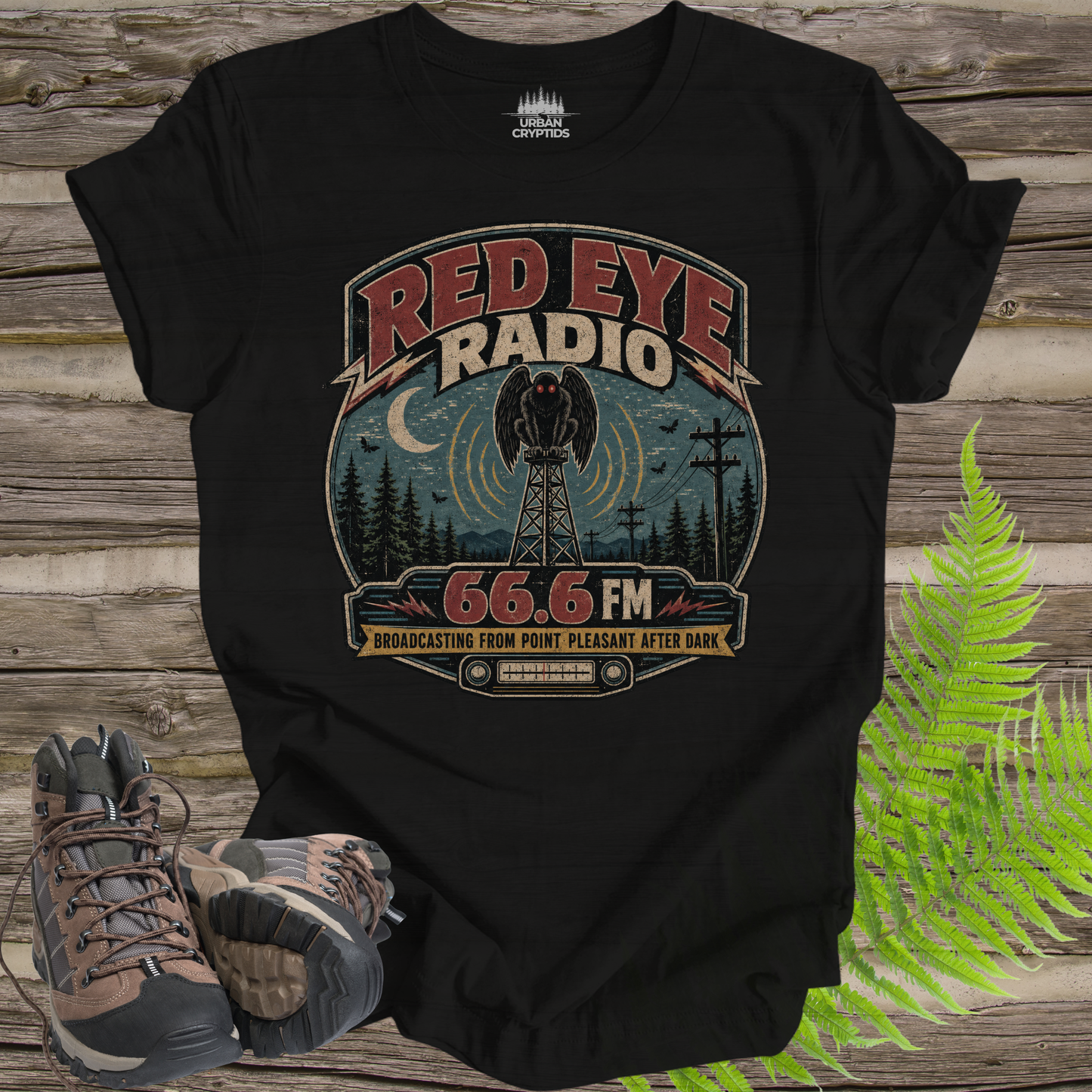 Red Eye Radio Mothman T-Shirt – Vintage Point Pleasant Cryptid Tee
