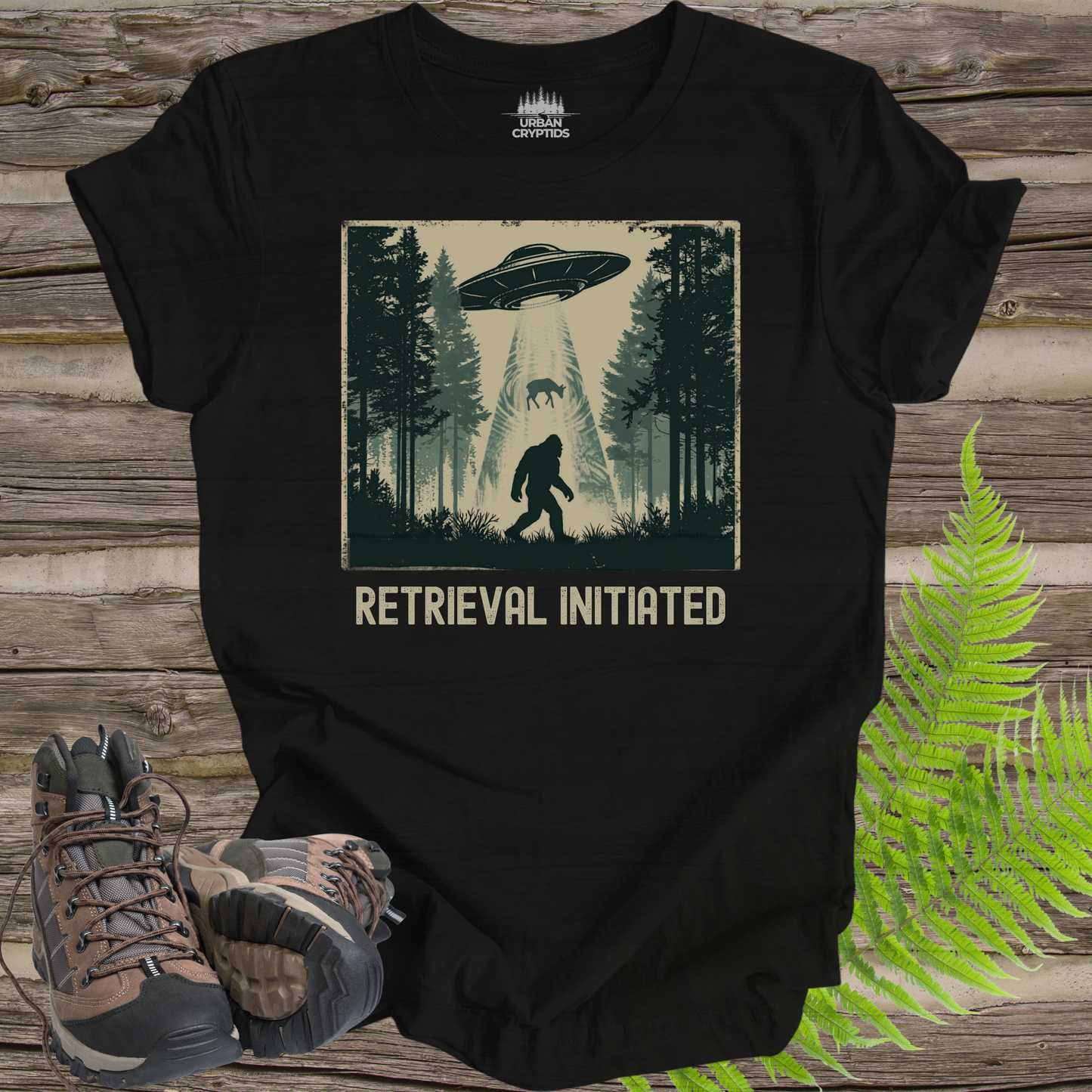 Retrieval Initiated Tee – Bigfoot UFO Abduction Shirt