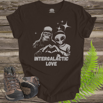 T-Shirt Intergalactic Sasquatch Alien Love Heart Hands Tee