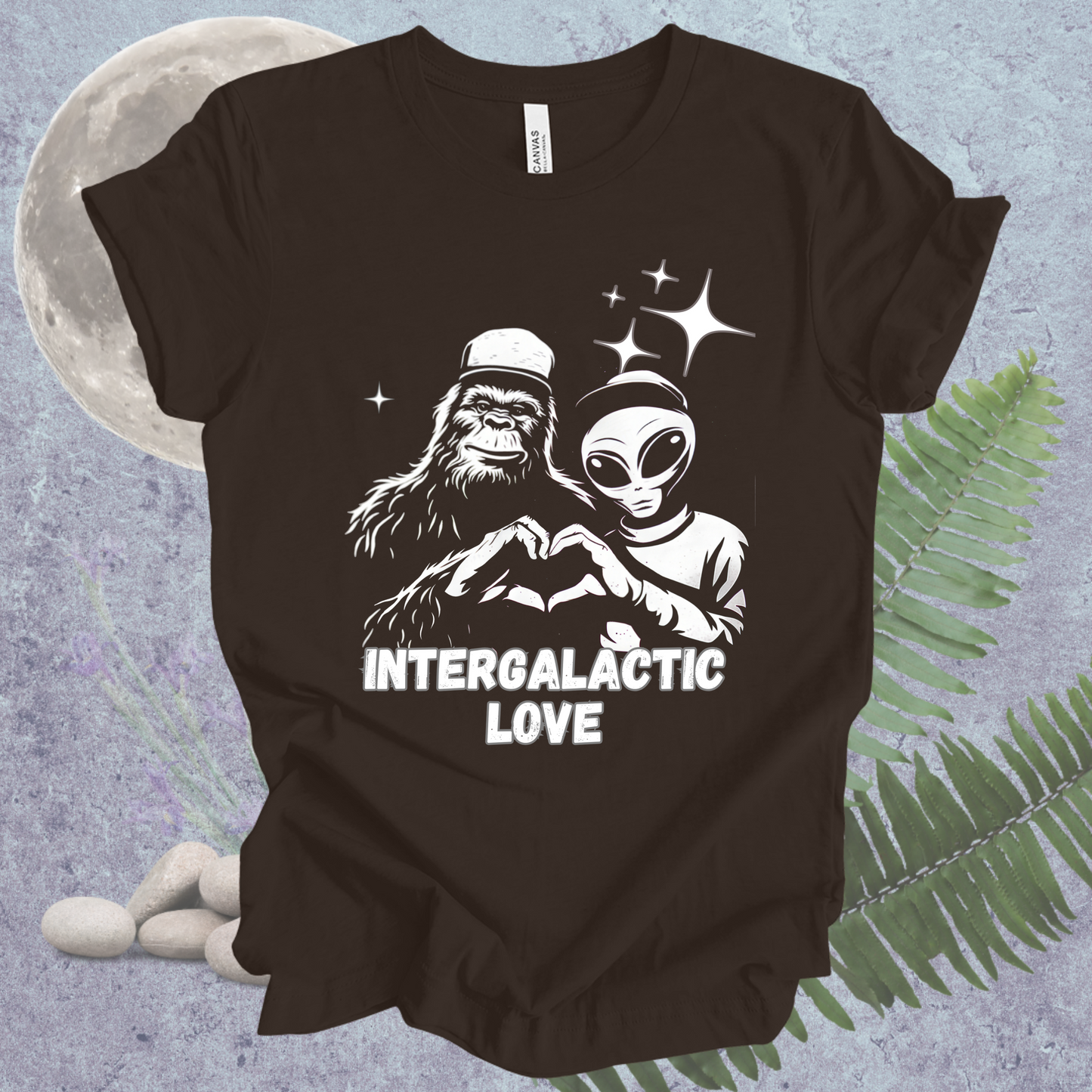 T-Shirt Intergalactic Sasquatch Alien Love Heart Hands Tee