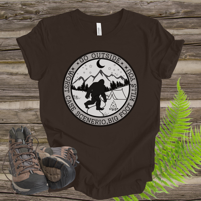 Funny Bigfoot Unisex Tee - Go Outside, Worse Case Scenerio Design