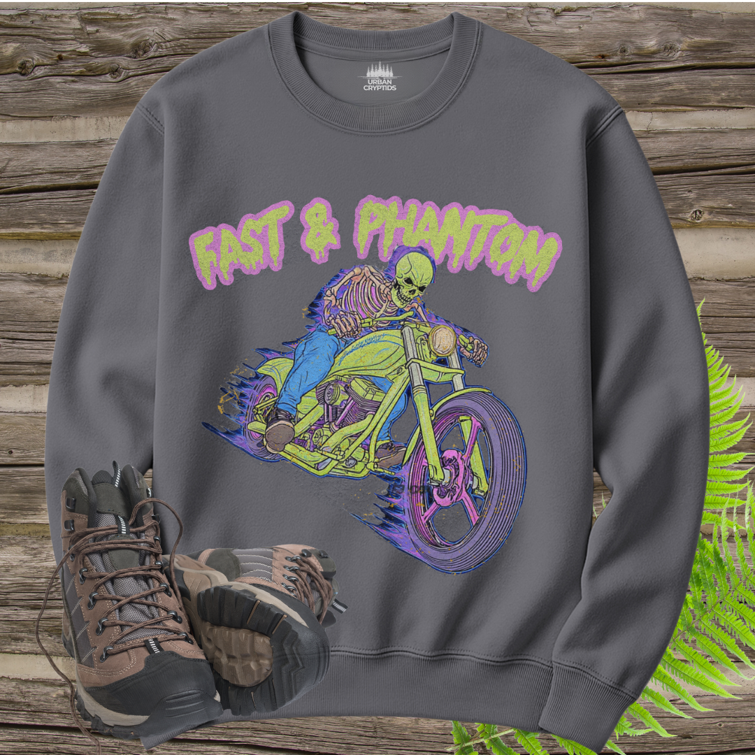 Fast & Phantom Ghost Rider Sweatshirt – Paranormal Cryptid Biker Crewneck