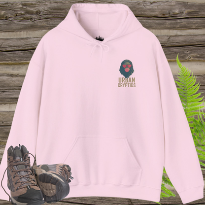 Bubblegum Sasquatch Hoodie | Urban Cryptids Bigfoot Heart Shades Pullover Sweatshirt