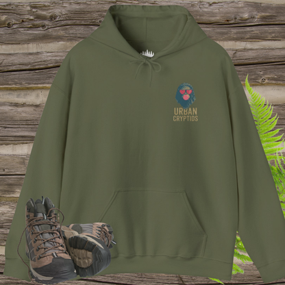 Bubblegum Sasquatch Hoodie | Urban Cryptids Bigfoot Heart Shades Pullover Sweatshirt