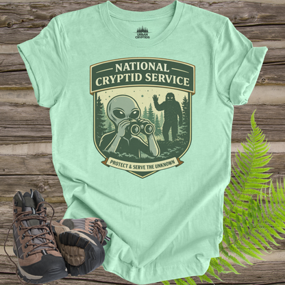 National Cryptid Service T-Shirt | Protect & Serve the Unknown Graphic Tee | Paranormal Field Agent Shirt