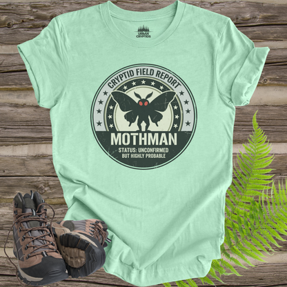 Cryptid Field Report Mothman Research Badge T-Shirt