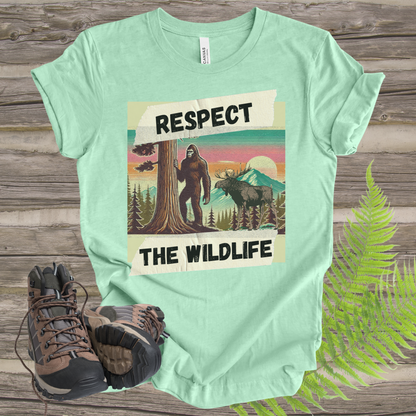 Wildlife Respect Tee - Unisex T-Shirt with Bigfoot and Moose