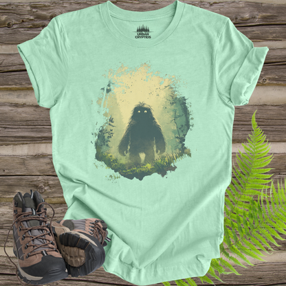 Mysterious Bigfoot Forest Shirt – Moody Sasquatch Glow Eyes Tee, Cryptid Aesthetic Shirt, Vintage Paranormal Art Tee