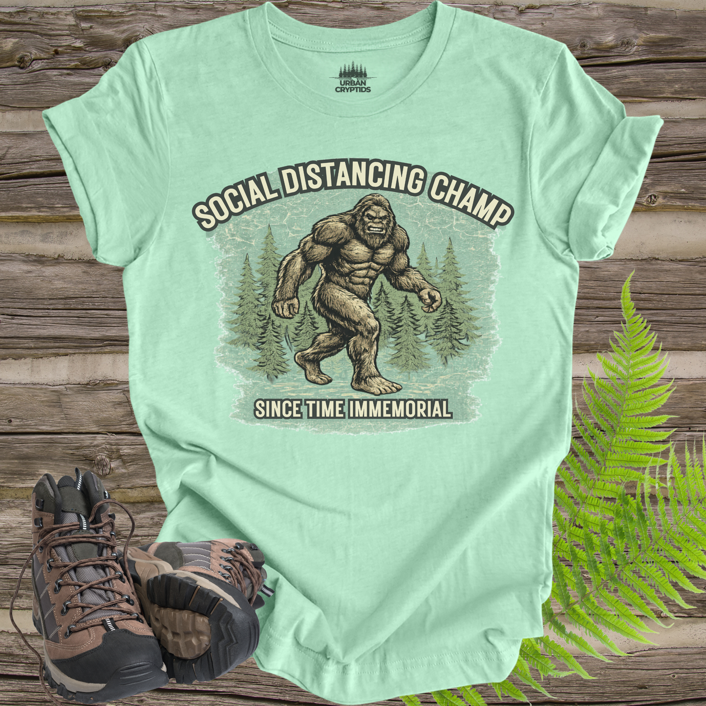 Social Distancing Champ | Funny Bigfoot Vintage T-Shirt