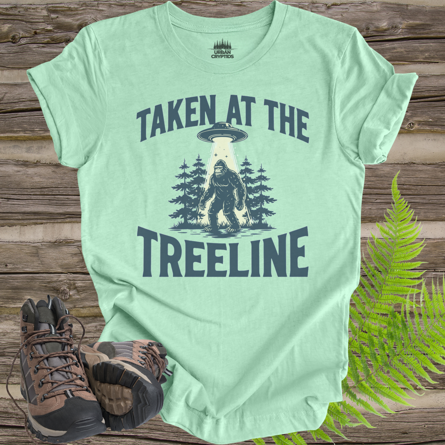 “Taken at the Treeline” Bigfoot UFO T-Shirt – Vintage Alien Abduction Design
