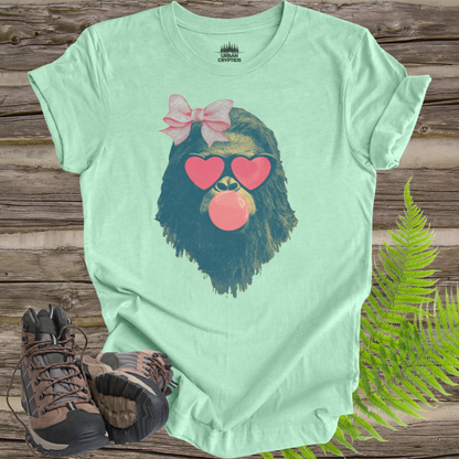 Bubblegum Sasquatch Bow Tee – Cute Bigfoot Valentine Shirt