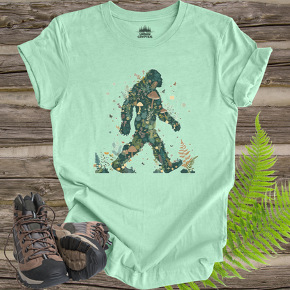 Mushroom Bigfoot Nature Silhouette Sasquatch T-Shirt